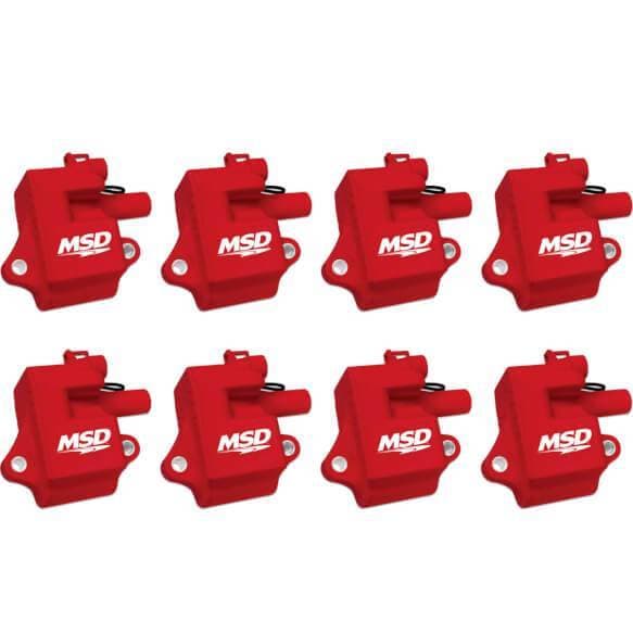 MSD Ignition Coils Pro Power Series 1997-2004 GM LS1/LS6 Engines, Red, 8-Pack