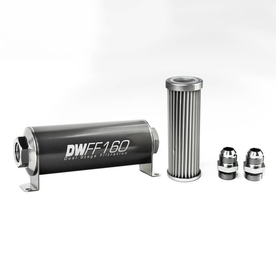 DeatshWerks In-Line Universal Fuel Filter Kit - Stainless Steel 5 micron, 10AN, 160mm