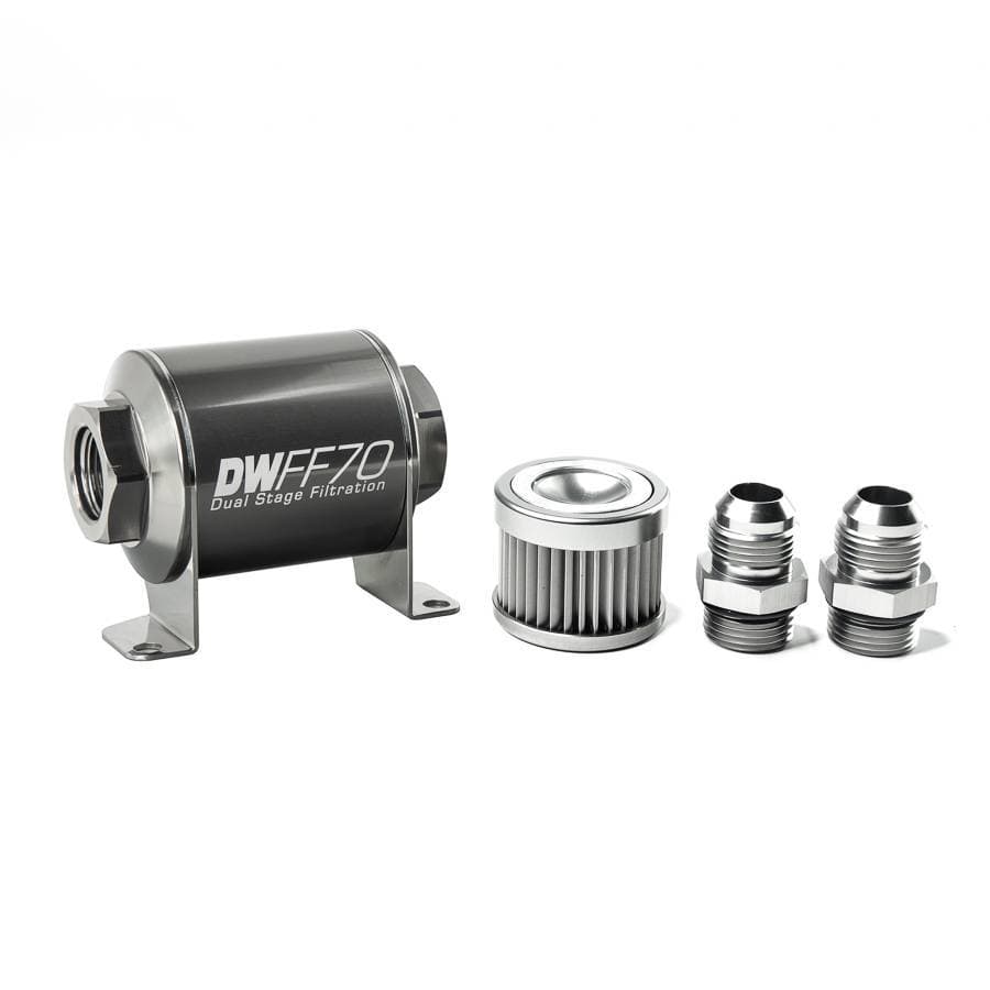 DeatshWerks In-Line Universal Fuel Filter Kit - Stainless Steel 10 Micron, 10AN, 70mm