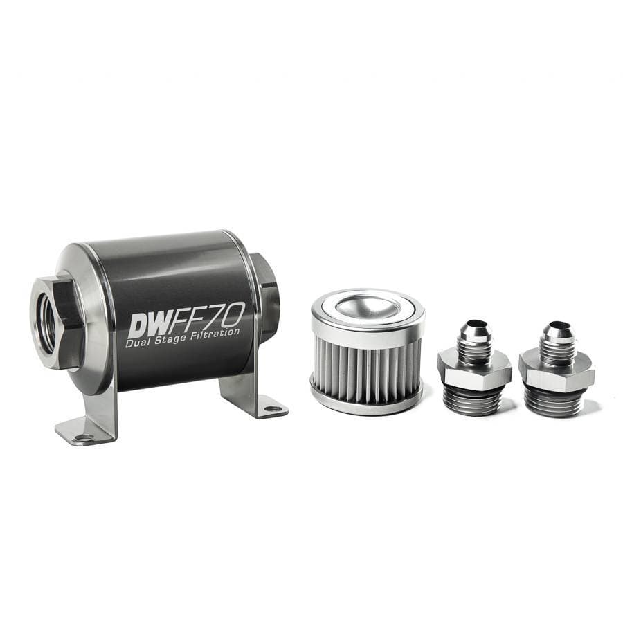 DeatshWerks In-Line Universal Fuel Filter Kit - Stainless Steel 10 Micron, 6AN, 70mm
