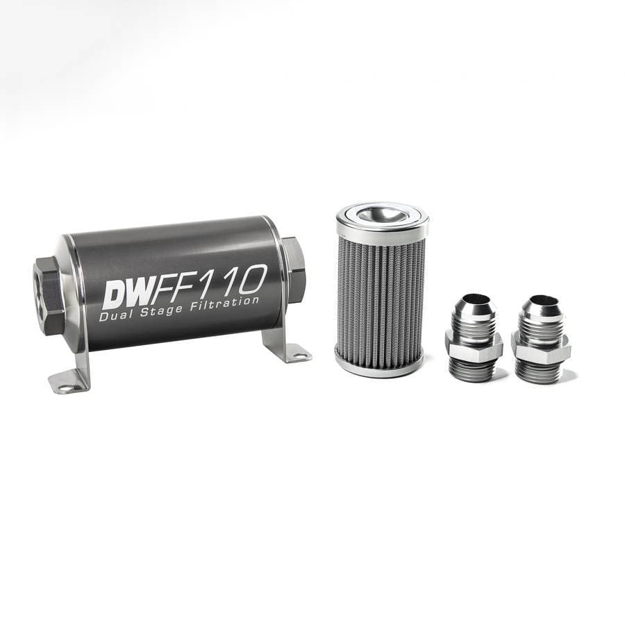 DeatshWerks In-Line Universal Fuel Filter Kit - Stainless Steel 100 Micron, 10AN, 110mm