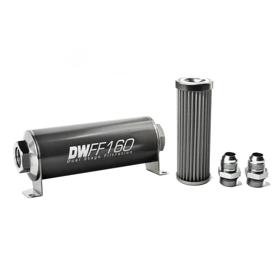 DeatshWerks In-Line Universal Fuel Filter Kit - Stainless Steel 40 micron, 10AN, 160mm