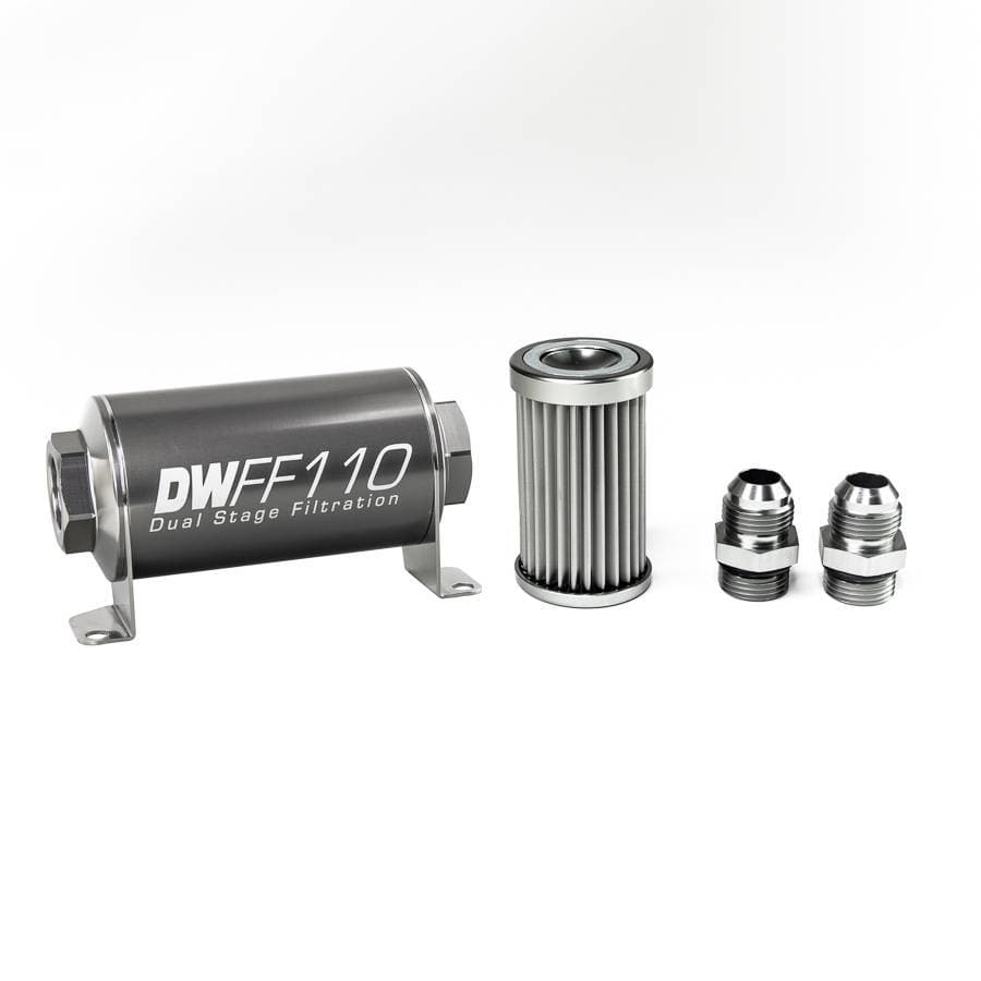 DeatshWerks In-Line Universal Fuel Filter Kit - Stainless Steel 5 Micron, 10AN, 110mm