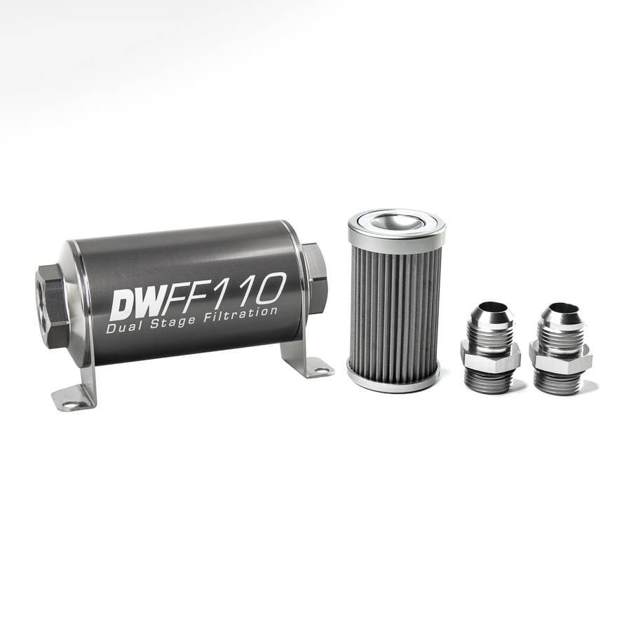 DeatshWerks In-Line Universal Fuel Filter Kit - Stainless Steel 40 Micron, 10AN, 110mm