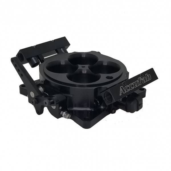 Accufab 4-Barrel 4150 Black Throttle Body w/ Integrated Fuel Rails