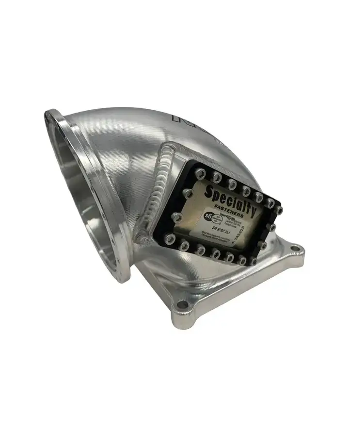Wilson Manifolds 105MM 4500 Billet Elbow V-Band With 1 Burst Panel - Silver Machined Finish