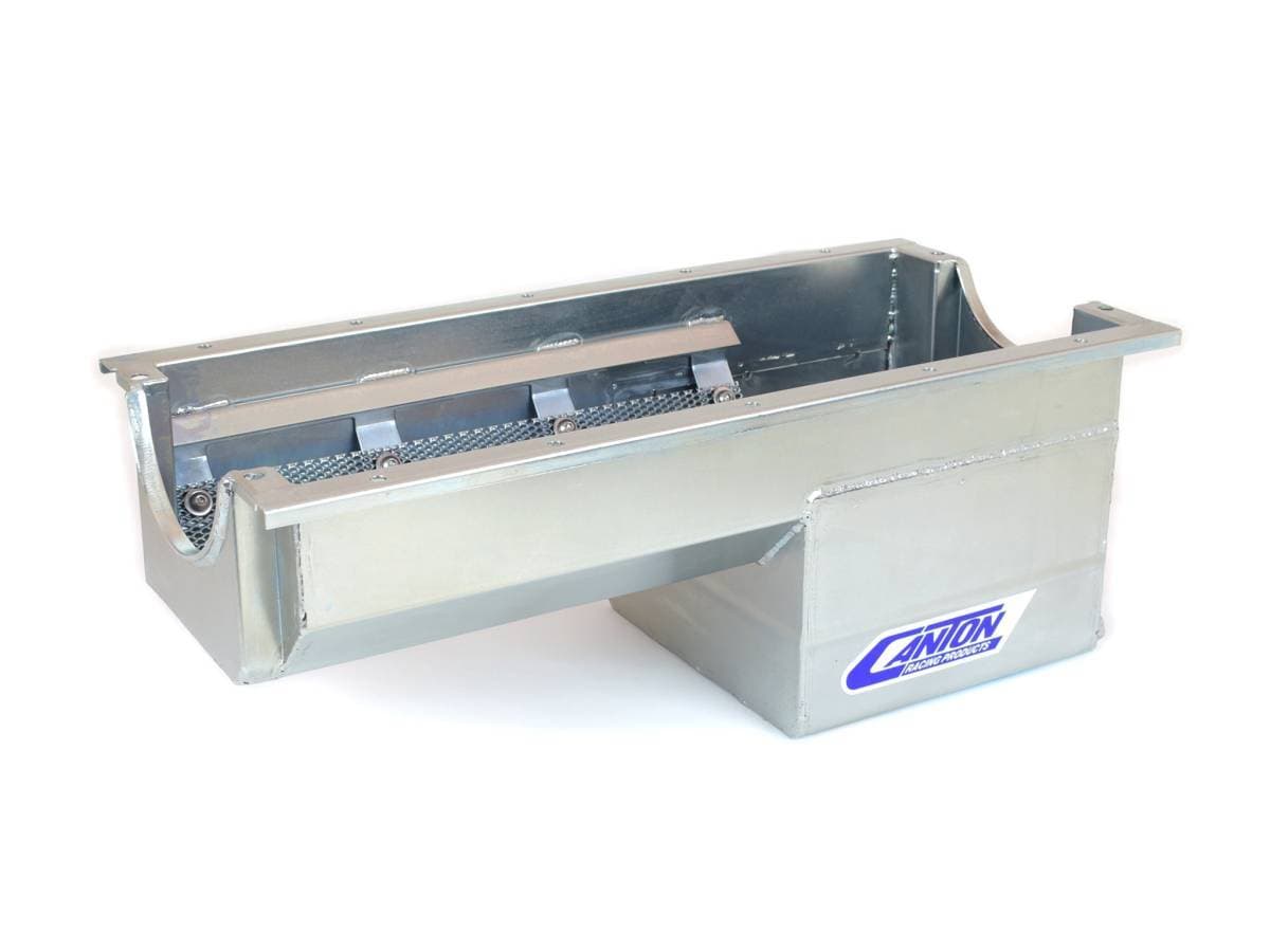 Canton Drag Race Chevy Oil Pan SBC Dart/Rocket Spread Rail Blocks - Silver