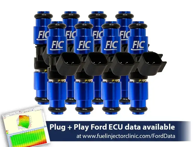 FIC 1650cc High Z Flow Matched Fuel Injectors for Ford Mustang 2005-2023 - Set of 8