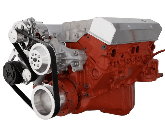 CVF Chevy Small Block Serpentine Conversion System with Mid-Mount AC, Alternator Brackets, For Long Water Pump - Polished