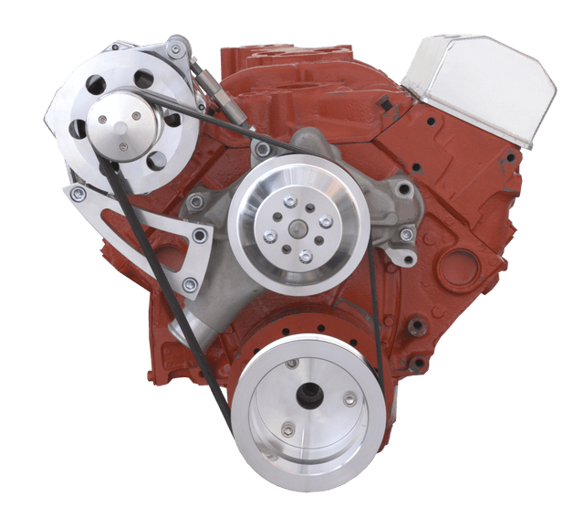 CVF Chevy Small Block Serpentine Conversion System with High Mount Alternator Only Bracket, For Long Water Pump - Polished