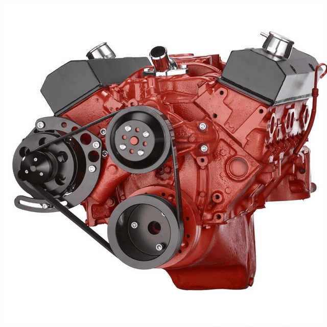 CVF Chevy Small Block Serpentine Conversion System with Alternator Only Brackets, For Long Water Pump - Black