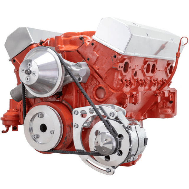 CVF Chevy Small Block  327 & 350 V-Belt Kit Alternator Only Bracket, For Short Water Pump - Polished