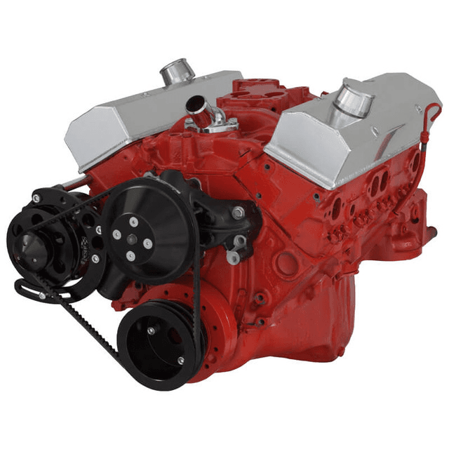 CVF Chevy Small Block V-Belt System with Alternator Only Bracket, For Long Water Pump - Black