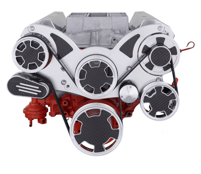 CVF Chevy Small Block Serpentine System with AC, PS, & ALT (All Inclusive) - Carbon Fiber