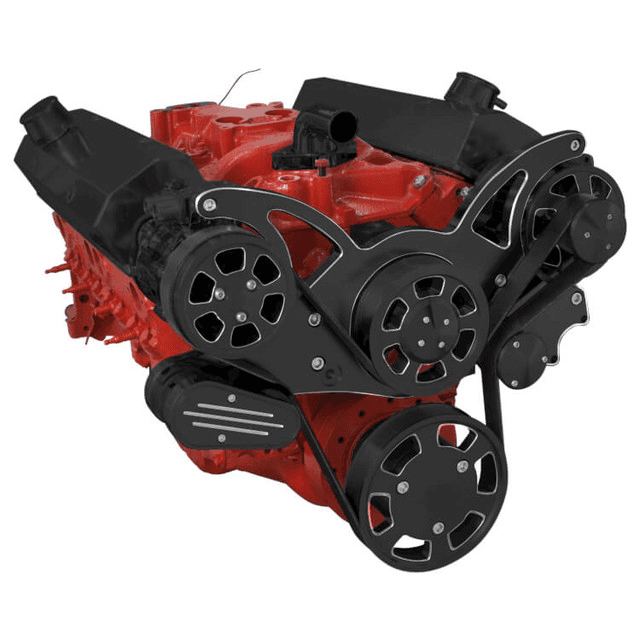 CVF Chevy Small Block Serpentine System with AC & Alternator (All Inclusive) - Black Diamond