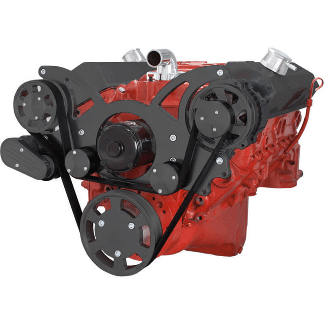 CVF Chevy Small Block Serpentine System with Alternator Only with Electric Water Pump (All Inclusive) - Black