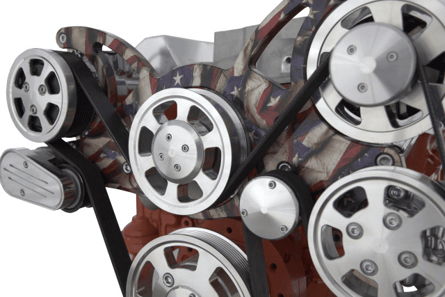 CVF Chevy Small Block Serpentine System with AC & Alternator (All Inclusive) - Patriotic Plating
