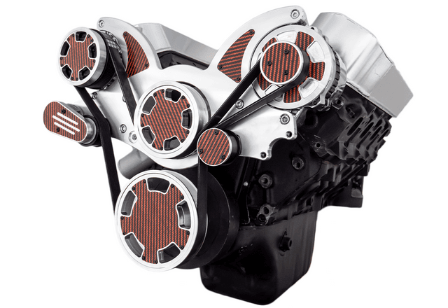 CVF Chevy Big Block Serpentine System with AC & Alternator (All Inclusive) - Polished W/ Carbon Fiber Inlay