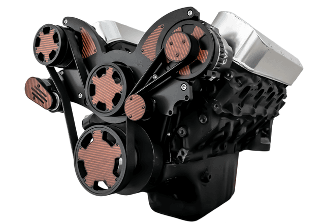 CVF Chevy Big Block Serpentine System with AC & Alternator (All Inclusive) - Black W/ Carbon Fiber Inlay
