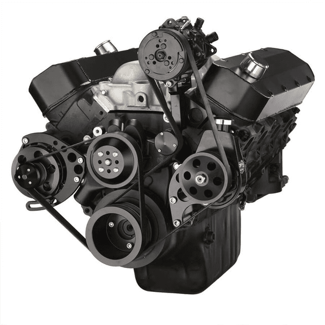 CVF Chevy Big Block Serpentine Serpentine Conversion Kit with AC, Alternator & Power Steering Brackets, For Long Water Pump - Black