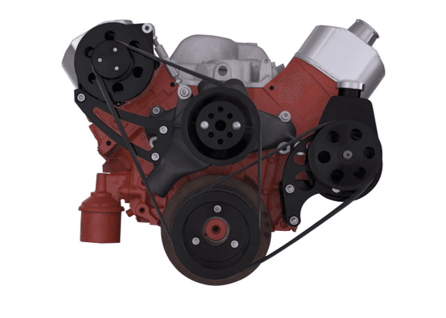 CVF Chevy Big Block Serpentine Serpentine Conversion Kit with High Mount Alternator Power Steering Brackets, For Long Water Pump - Black
