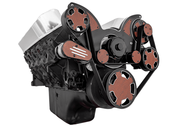 CVF Chevy Big Block Serpentine System with Power Steering & Alternator with Electric Water Pump (All Inclusive) - Black Diamond W/ Carbon Fiber Inlet
