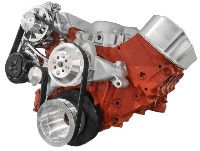 CVF Chevy Big Block Serpentine Serpentine Conversion Kit with Mid-Mount AC & Alternator, Long Water Pump - Polished