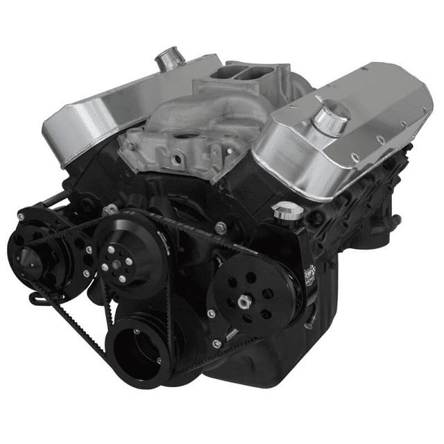 CVF Chevy Big Block V-Belt System with Power Steering Only Brackets, For Long Water Pump - Black
