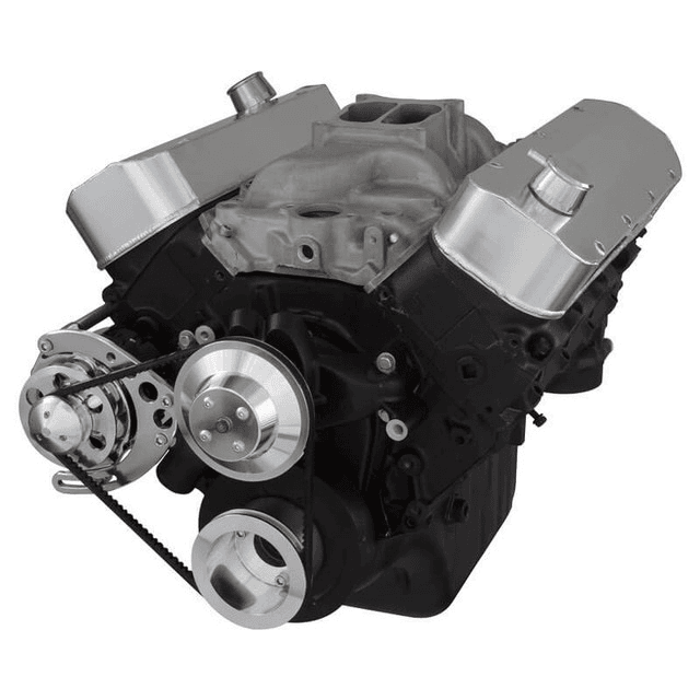 CVF Chevy Big Block V-Belt System with Alternator Only Brackets, For Long Water Pump - Polished