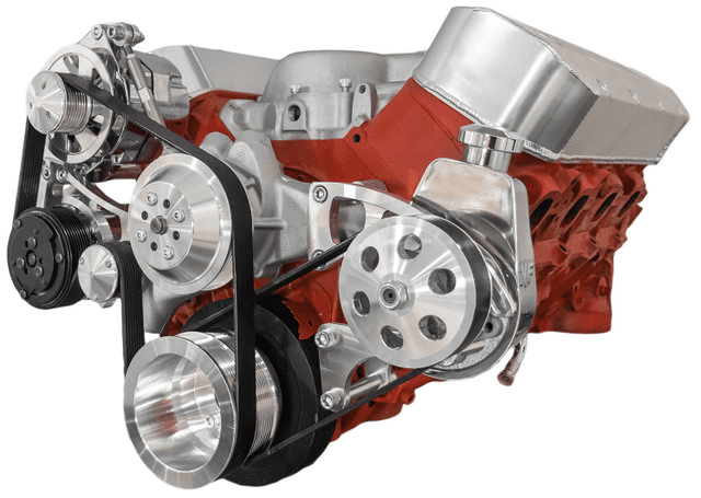 CVF Chevy Big Block Serpentine Serpentine Conversion Kit with Mid-Mount AC, Alternator, Power Steering, Long Water Pump - Polished