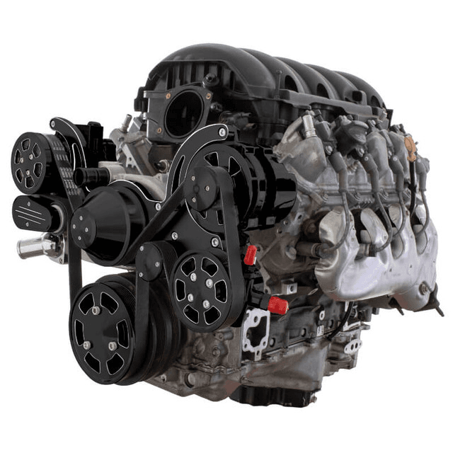 CVF Chevy LT1 Gen V Serpentine System with AC, Power Steering & Alternator - Black Diamond (All Inclusive)