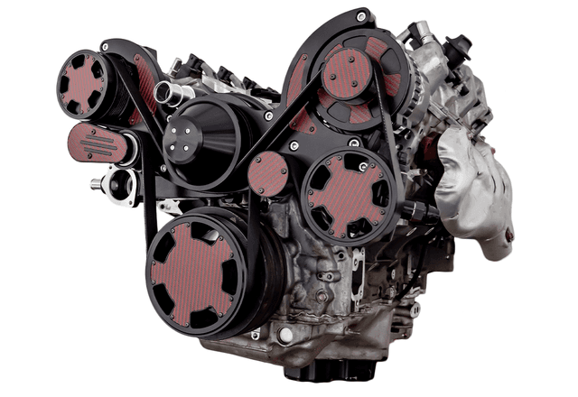 CVF Chevy LT1 Gen V Serpentine System with AC, Power Steering & Alternator - Black W/ Carbon Fiber Inlay (All Inclusive)
