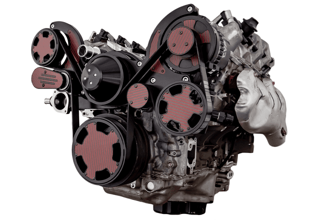 CVF Chevy LT1 Gen V Serpentine System with Power Steering & Alternator - Black W/ Carbon Fiber Inlay (All Inclusive)