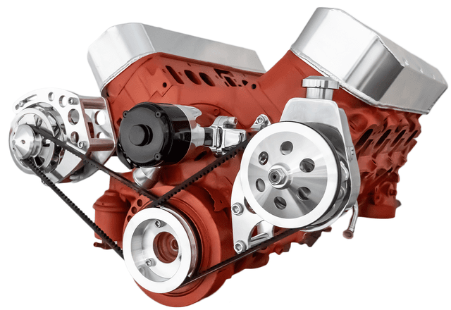CVF Chevy Big Block V-Belt System with Power Steering Brackets, For Electric Water Pump - Polished