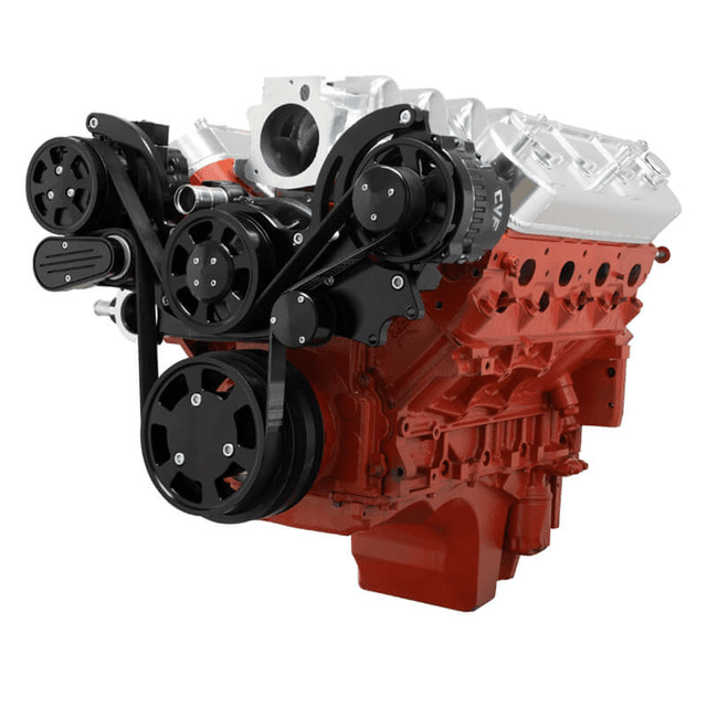 CVF Chevy LS Mid-Mount Serpentine System with AC & Alternator - Black (All Inclusive)