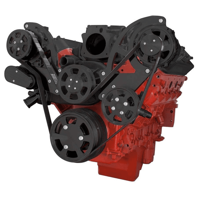 CVF Chevy LS High-Mount Serpentine System with AC & Alternator - Black (All Inclusive)