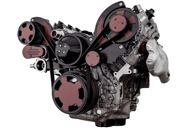CVF Chevy LT1 Gen V Serpentine System with AC & Alternator - Black W/ Carbon Fiber Inlay (All Inclusive)