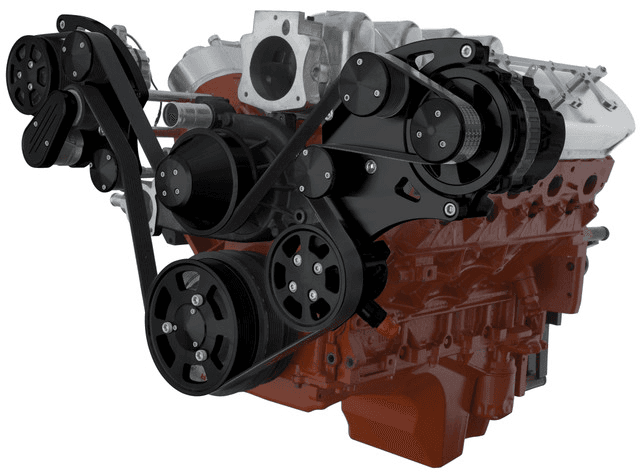 CVF Chevy LS Wide-Mount Serpentine System with AC, Alternator & Power Steering - Black (All Inclusive)