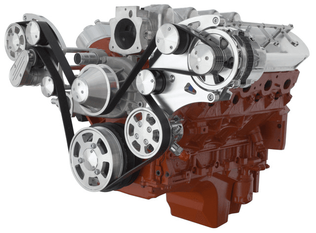 CVF Chevy LS Wide-Mount Serpentine System with AC, Alternator & Power Steering - Polished (All Inclusive)