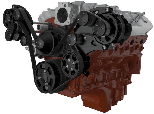 CVF Chevy LS Wide-Mount Serpentine System with AC, Alternator & Power Steering - Black (All Inclusive)