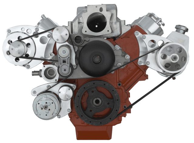 CVF Chevy LS Serpentine Conversion with AC, Power Steering & Alternator Brackets, For Mechanical Water Pump - Polished