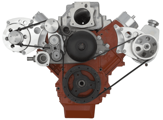 CVF Chevy LS Serpentine Conversion with AC, Power Steering & Alternator Brackets, For Mechanical Water Pump - Polished