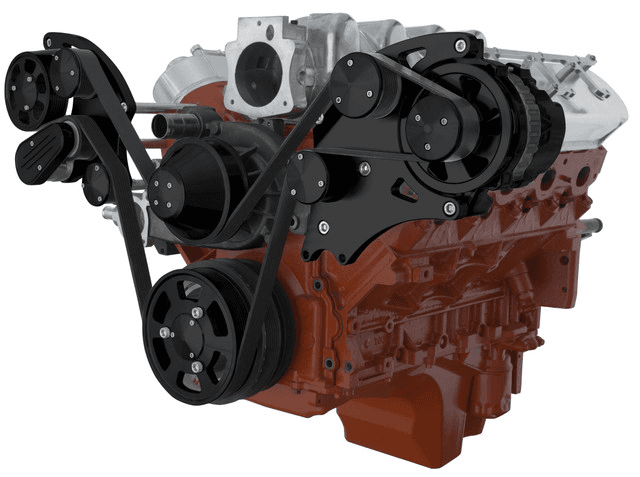 CVF Chevy LS Wide-Mount Serpentine System with Alternator Only - Black (All Inclusive)