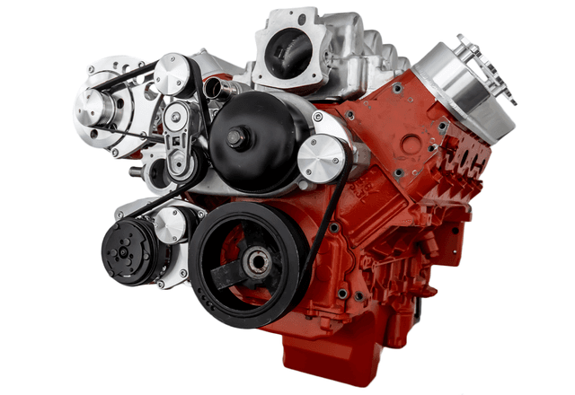 CVF Chevy LS Serpentine Conversion with AC and ALT Brackets, For Mechanical Water Pump - Polished