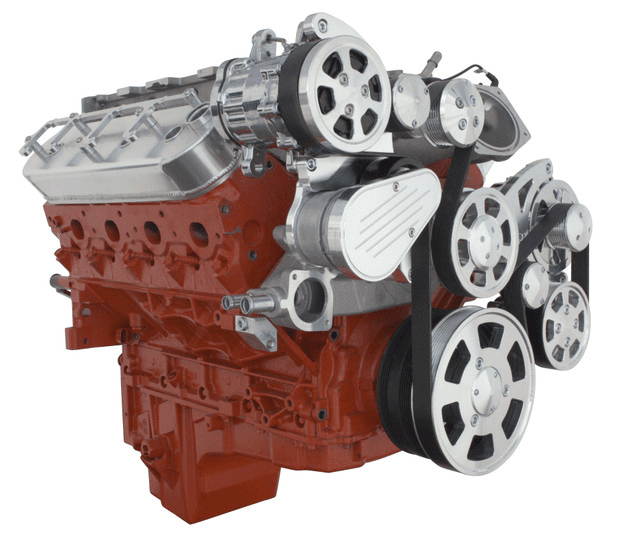 CVF Wraptor 8 Rib Polished Serpentine Drive System For LS Engines Using OE 1.9L Eaton Supercharger - Alternator, AC & PS (LSA Beltline)
