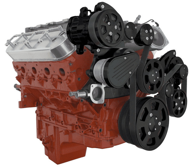 CVF Wraptor 8 Rib Black Serpentine Drive System For LS Engines Using OE 1.9L Eaton Supercharger - Alternator, AC & PS (LSA Beltline)