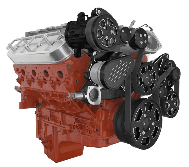CVF Wraptor 8 Rib Black Polished Serpentine Drive System For LS Engines Using OE 1.9L Eaton Supercharger - Alternator, AC & PS (LSA Beltline)