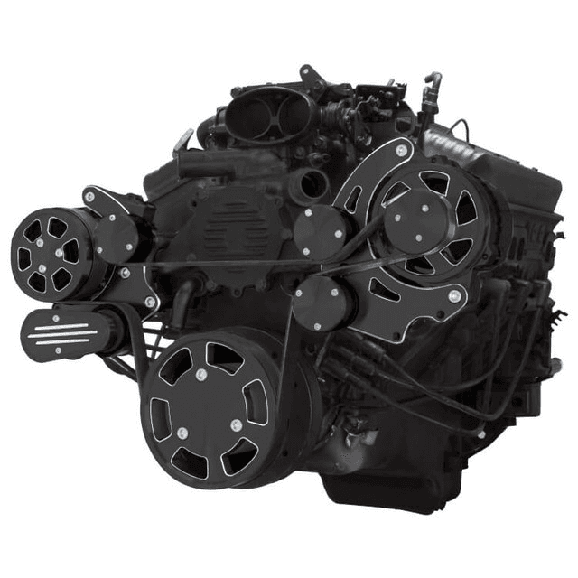 CVF Chevy LT1 Gen II Serpentine System with AC & Alternator - Black Diamond (All Inclusive)