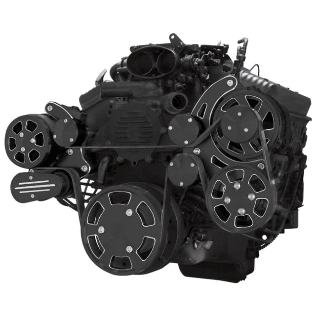 CVF Chevy LT1 Gen II Serpentine System with AC, Power Steering & Alternator - Black Diamond (All Inclusive)