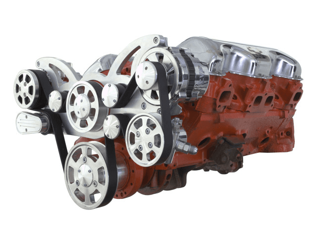 CVF Chevy BBC 348 & 409 Serpentine System with AC, PS, and ALT - Polished (All Inclusive)